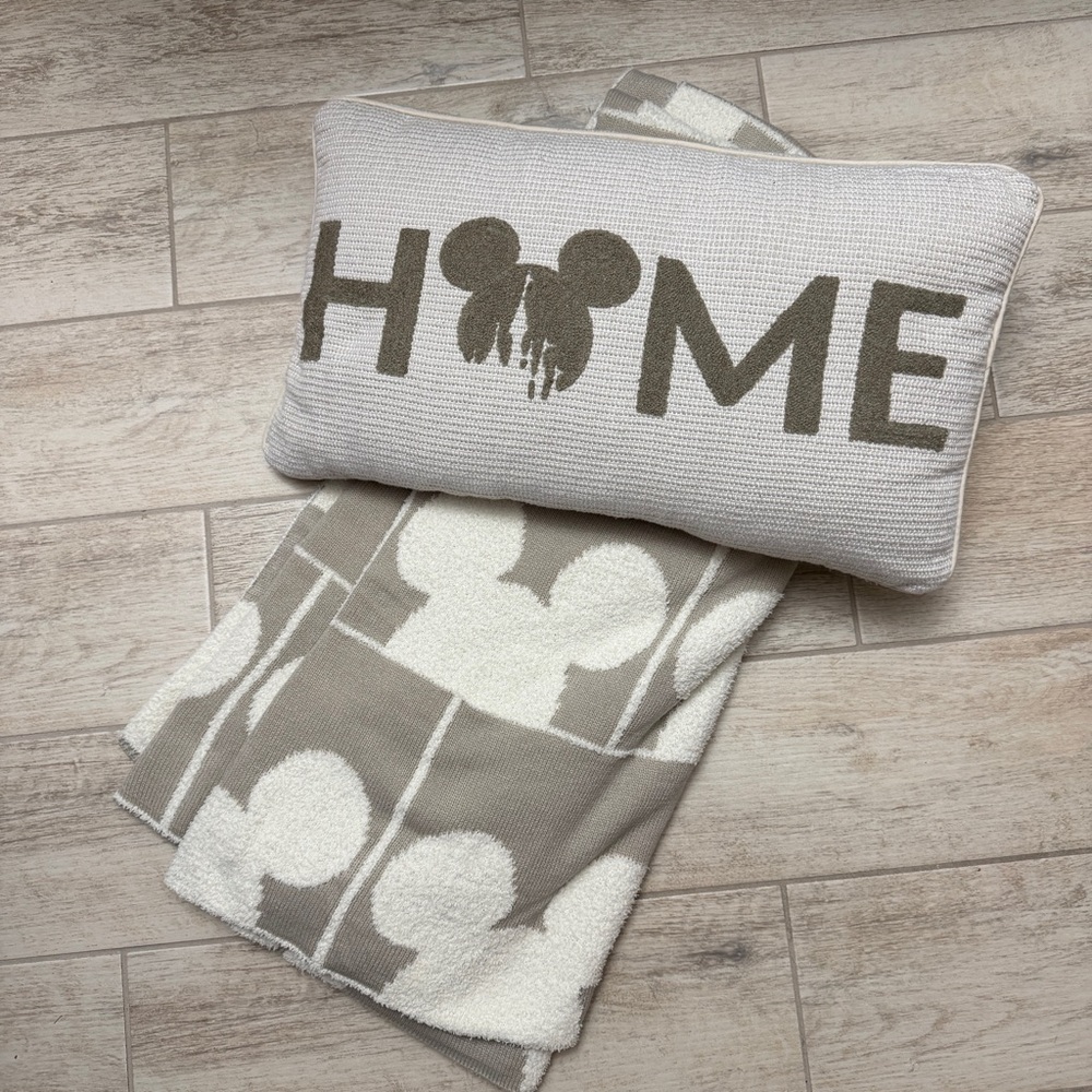Disney Home Mickey Throw Pillow and Blanket EUC
